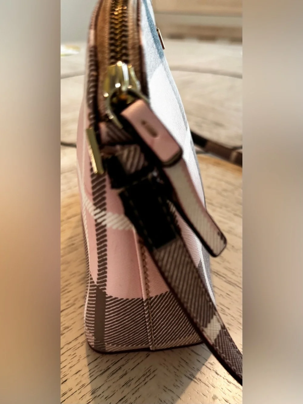 Kate Spade Newbury Lane Pink Plaid Hanna Crossbody Bag